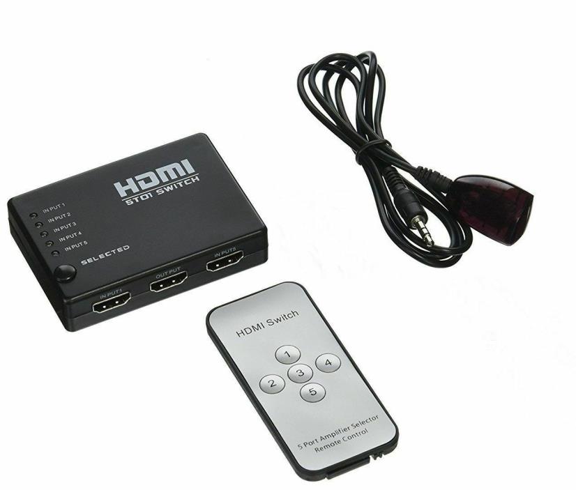 HDMI 5T01 Switch w/5 Port Amplifier Aelector Remote Control
