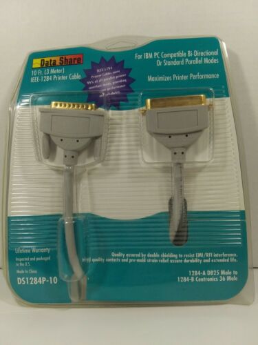 Parallel Printer Cable IEEE1284 10-Foot DB25 Male NIP