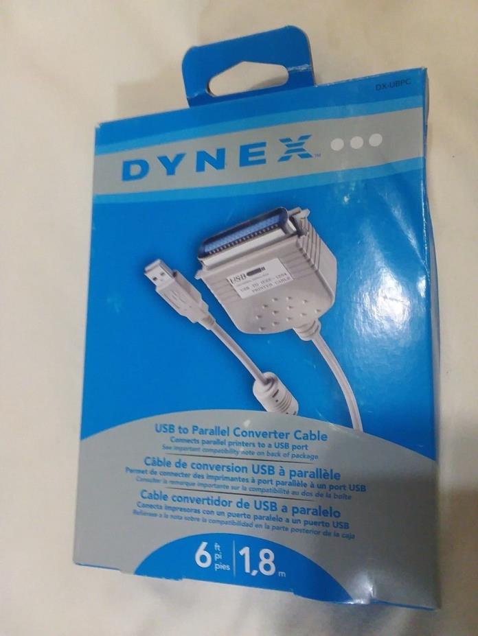 Dynex USB To DB36 Female Port Parallel Printer Converter Cable 6' Cord - NEW