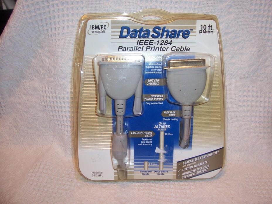 (908)   Data Share (DS1284PL) IEEE-1284 Parallel Printer Cable -10 Foot