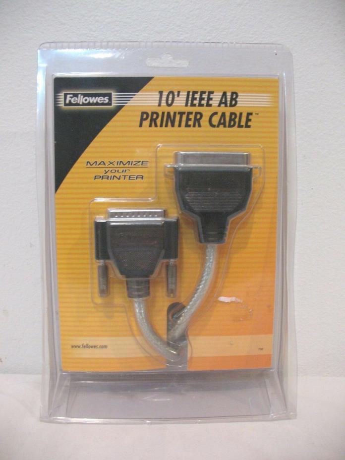 Fellowes 10' IEEE AB PRINTER CABLE ~ Maximize Your Printer ~ NEW IN BOX #99139
