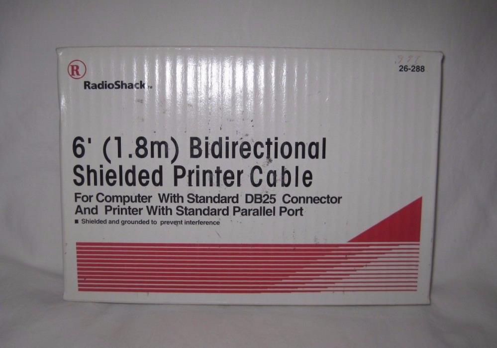 RadioShack 26-288 6' Bidirectional Shielded Printer Cable DB25 Parallel