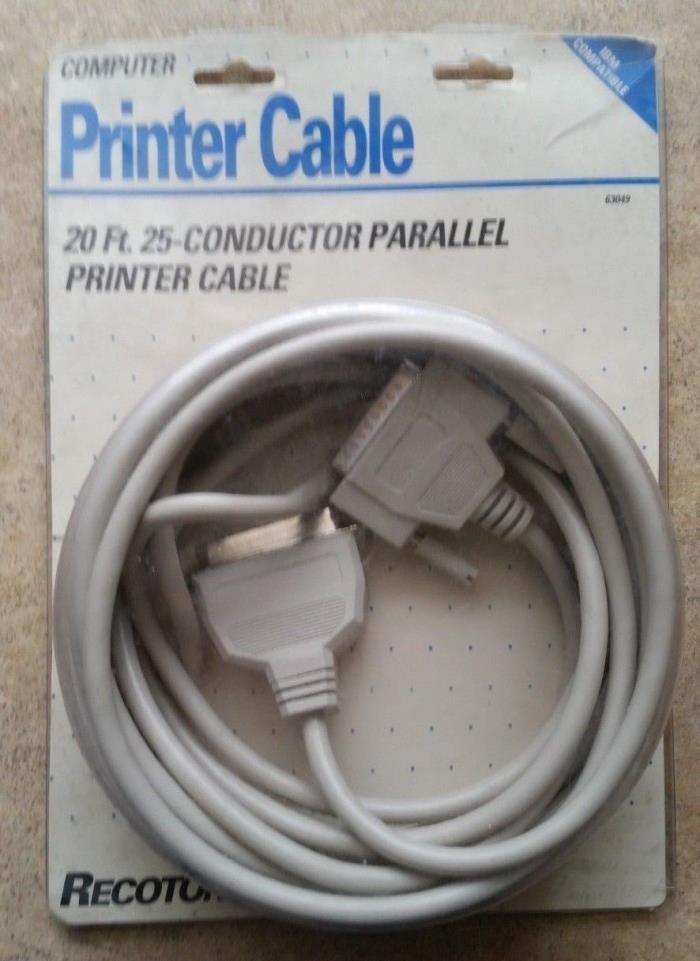 NEW Recoton 20ft DB25 Male to Centronics 36 Male Parallel Printer Cable New Old