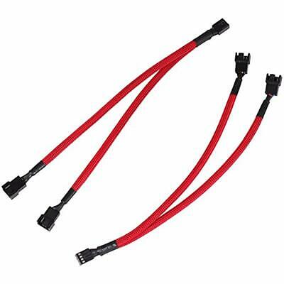 All Red Sleeved PWM Fan Splitter Cable 1 To 2 Converter, Pack