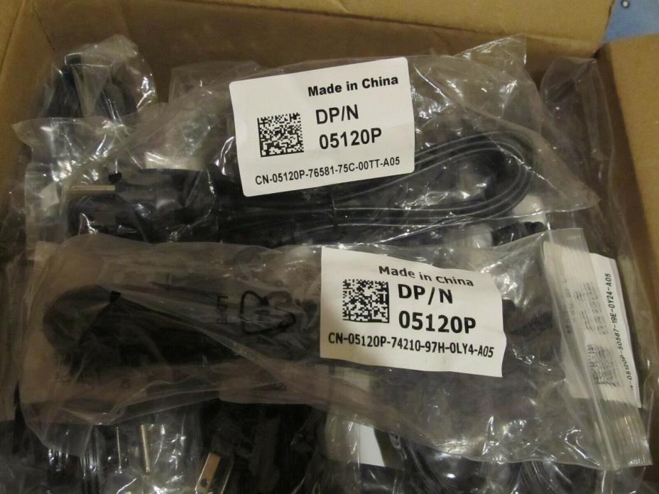 LOT OF 20 - GENUINE OEM  Dell Power Cord 6ft AC 3-prong Flat DPN 05120P 10A 125V