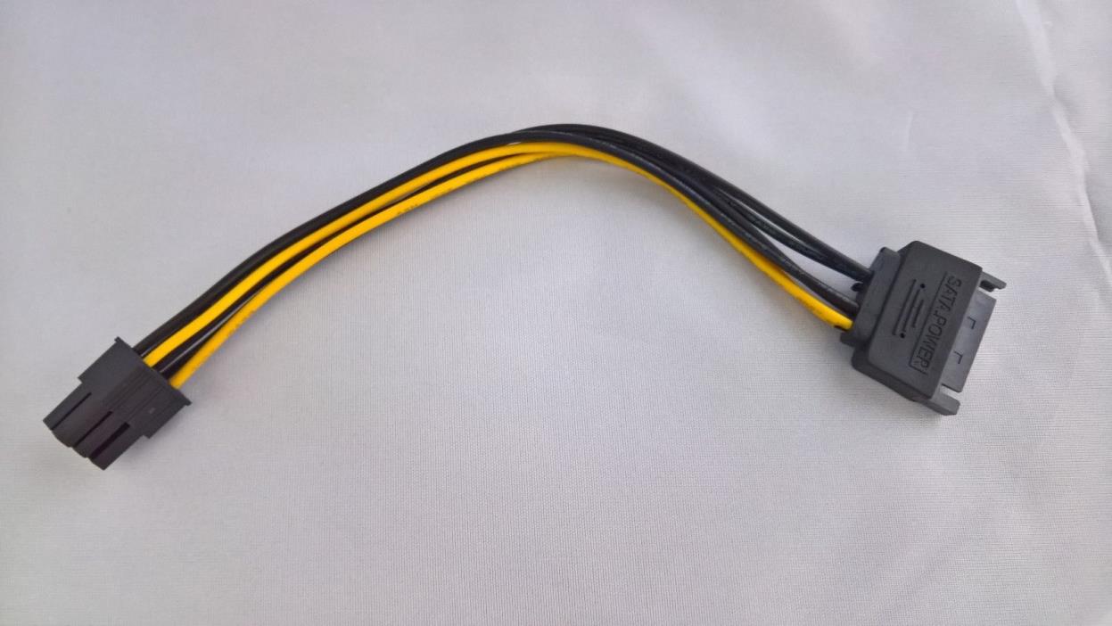 (6) NEW 15pin SATA Power 6pin to PCIe PCI-e Express Adapter Cable for Video Card