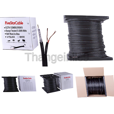 Five Star Cable RG6/U Siamese 500 ft. Coaxial CCTV Cable ETL Litsted - Combo ...