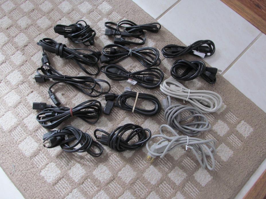 Lot of 15 Assorted Desktop Computer/Printer IEC 3 Prong Power Cord DELL/HP 4~6'