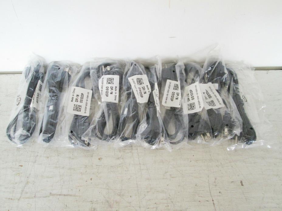 LOT OF 10 - GENUINE OEM  Dell Power Cord 6ft AC 3-prong Flat DPN 05120P