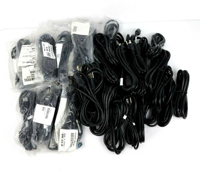Lot of 40 Computer PC Monitor 3 Prong Power Cord Cable Some New & Used