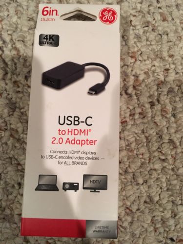 GE USB C to HDMI 2.0 4K Ultra Adapter 6”