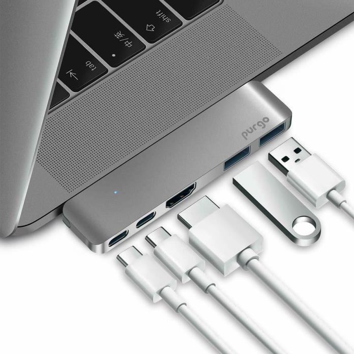USB C Hub, Purgo Slim Aluminum Thunderbolt 3 USB C Adapter Dongle with 4K HDMI,