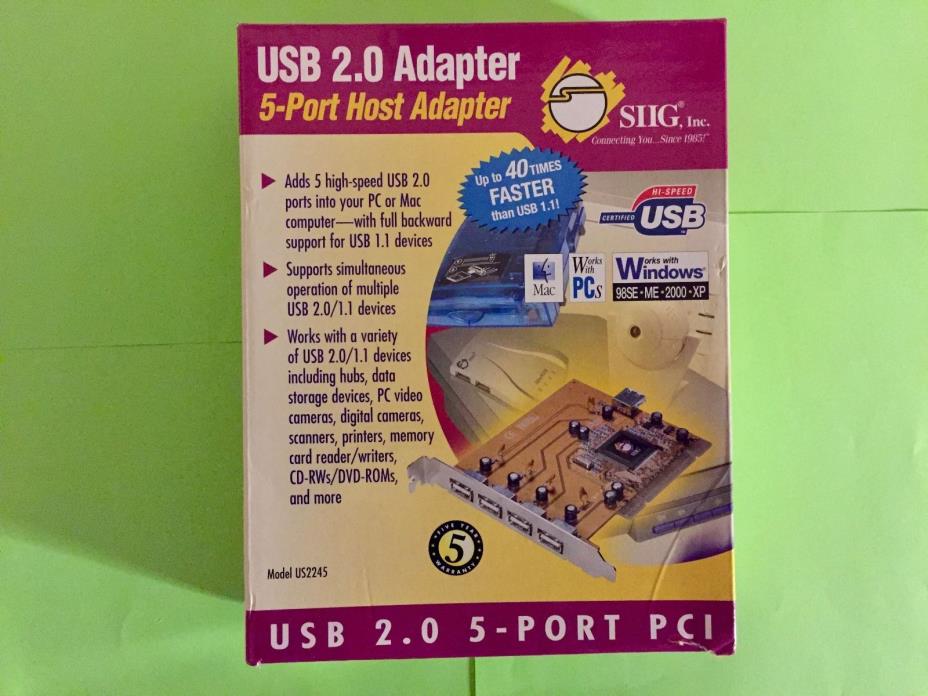 SIIG USB 2.0 Adapter 5-port Host Adapter For Older Macs or PC's