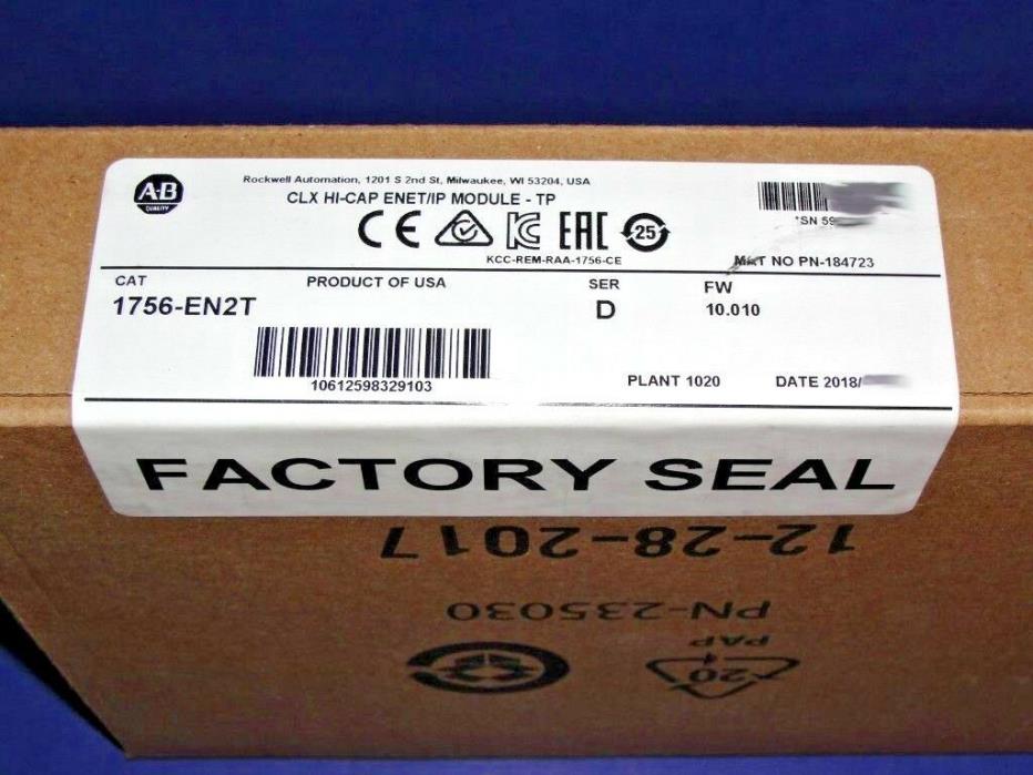 2018 FACTORY SEALED Allen Bradley 1756-EN2T Series D EtherNet/IP ControlLogix