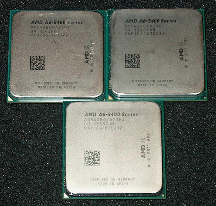 LOT OF 3  AMD A6-5400B  3.6 GHZ DUAL CORE Processor, AD540BOKA23HJ, SOCKET FM2