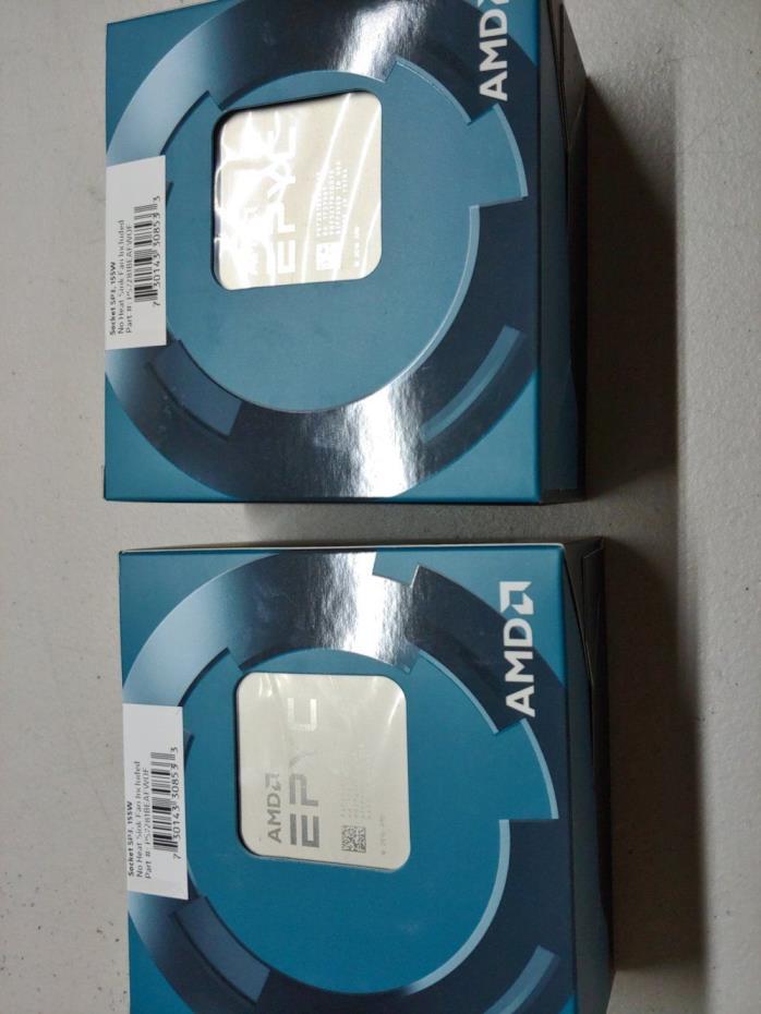 2x New in box AMD Epyc 7281 16-Core/32Thr 2.1 GHz (2.7GHz Turbo) Socket SP3 Pair