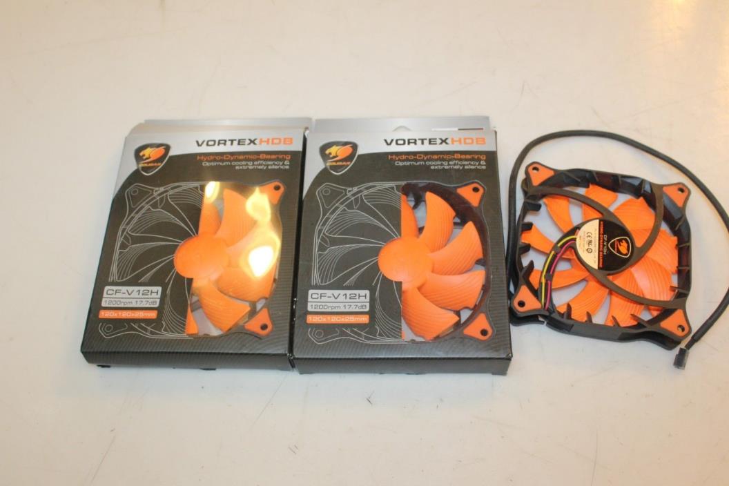 Cougar CFV12H CF-V12H 120mm Vortex HDB 12cm Orange Case Fan NEW LOT OF 3