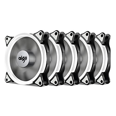 Pack of 5 Aigo Halo LED Ring Fan 120mm 12cm Sleeve Bearing 120mm LED Silent Fan