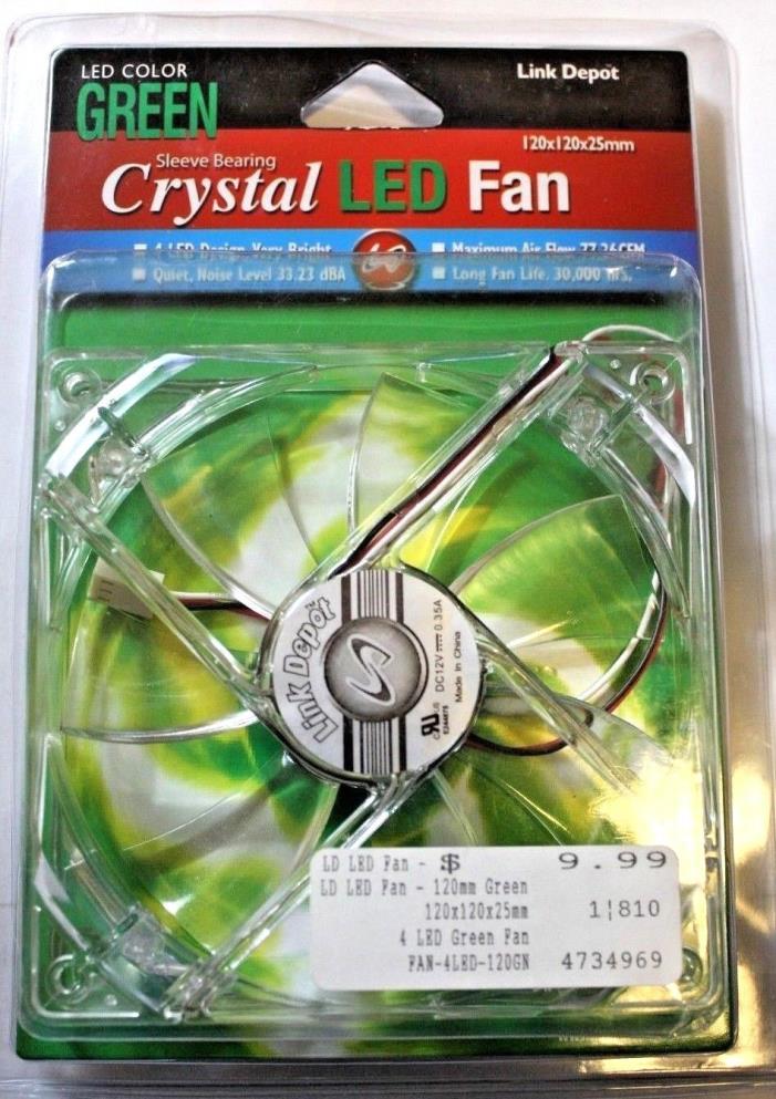 LINK DEPOT Sleeve Bearing Crystal LED Fan 120X120X25mm - New in Case