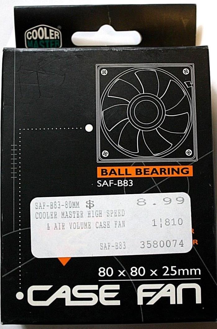 COOLER MASTER Ball Bearing 80x80x25mm Case Fan #SAF-B83 - High Speed, New in Box