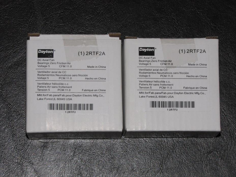 Lot of 2 Dayton DC Axial Fans 2RTF2A Voltage:5 CFM:11.0