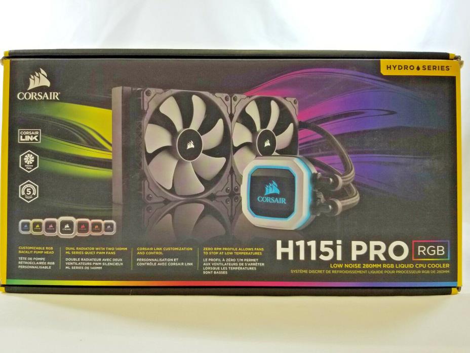 Corsair H115i Pro RGB CPU Liquid Cooler Hydro Serie ML 140 fans