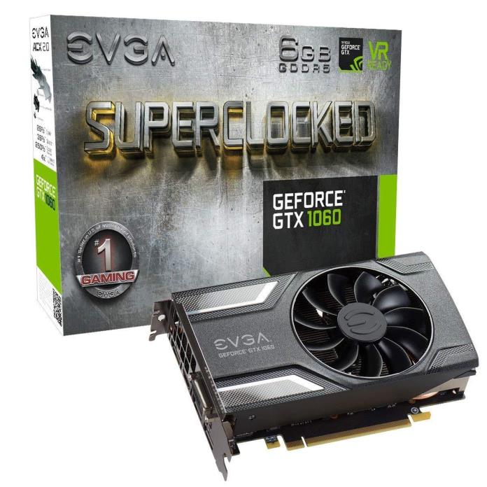 EVGA GeForce GTX 1060 SC GAMING 6GB DX12 Support Single Fan 06G-P4-6163-KR