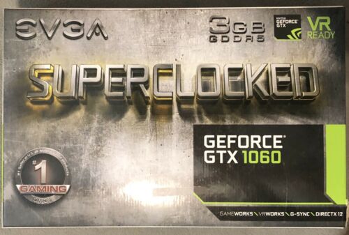 EVGA GeForce GTX 1060 SC GAMING, 3GB GDDR5, ACX 2.0 (Single Fan), 03G-P4-6162-KR