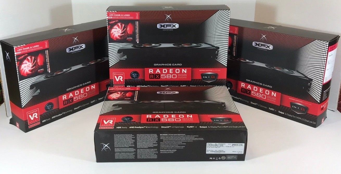 (Qty:4) XFX-AMD Radeon RX 580 GTR Black Edition 8GB GDDR5 PCI Express 3.0 GPU