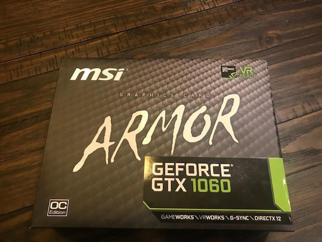 MSI GeForce GTX 1060 Armor V1 OC 6gb Video Card