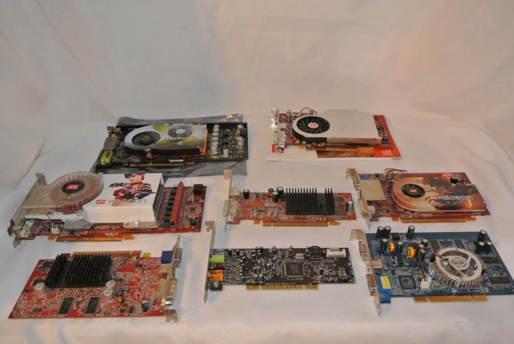 Mixed Lot of 8 Graphics Cards  **AS IS**