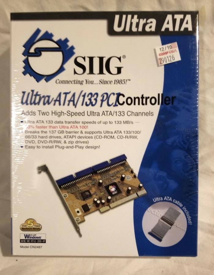 SIIG Ultra ATA/133 PCI Two Channel High speed Controller. New In Box.