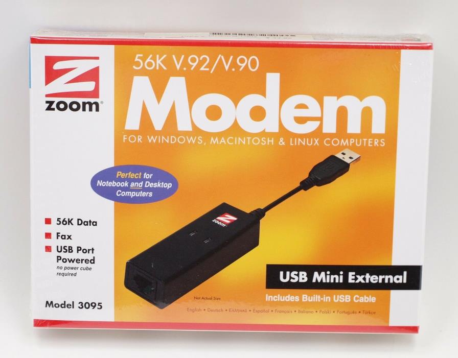 NEW Zoom 3095 USB Mini External Modem - USB - 1 x RJ-11 Phone Line - 56 Kbps