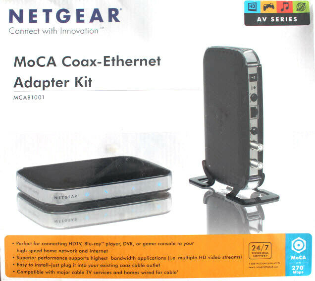 NETGEAR MoCA Coax-Ethernet Adapter Kit - NEW