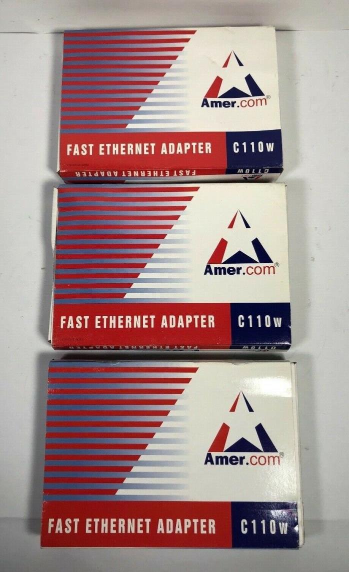 LOT OF 3 AMER FAST ETHERNET ADAPTER CARD  C110W WITH WOL Cable NEW