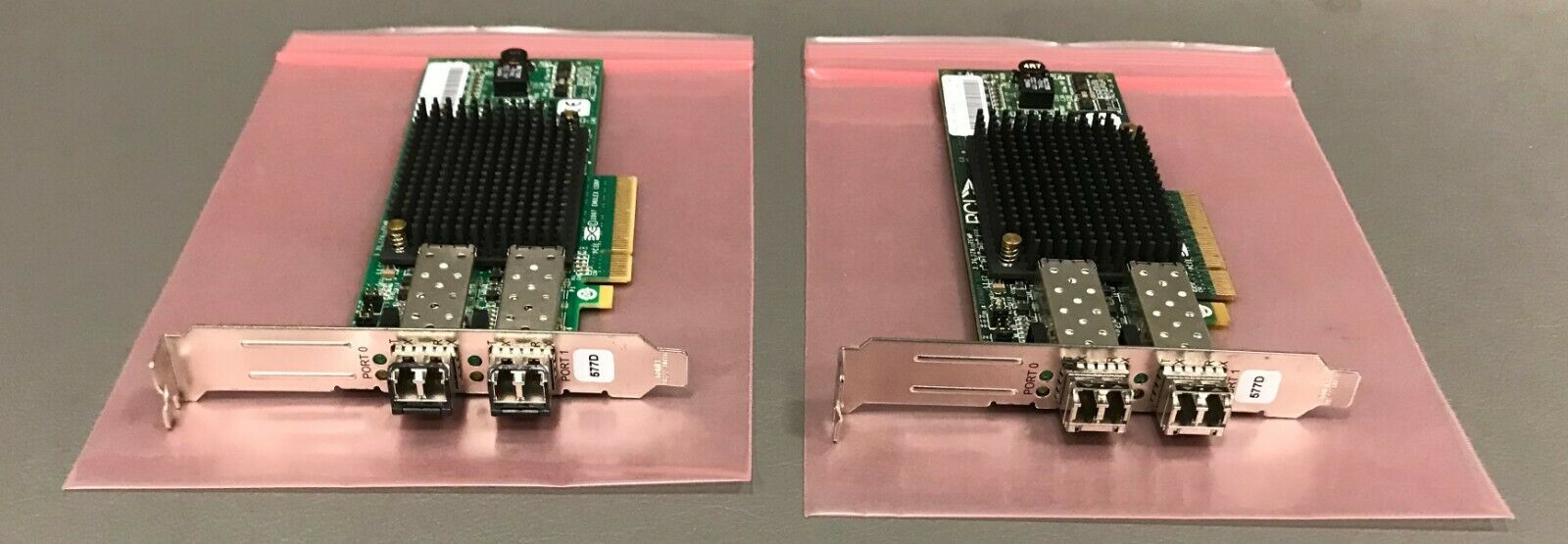 *LOT OF 2* Emulex LPE12002 Dual-port 8GB PCIe Fiber Channel Adapter Card w/ SFPs
