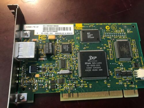 3CR990-TX-97 3COM Etherlink 10/100 PCI NIC Interface Card 3XP Process PCI 32-bit