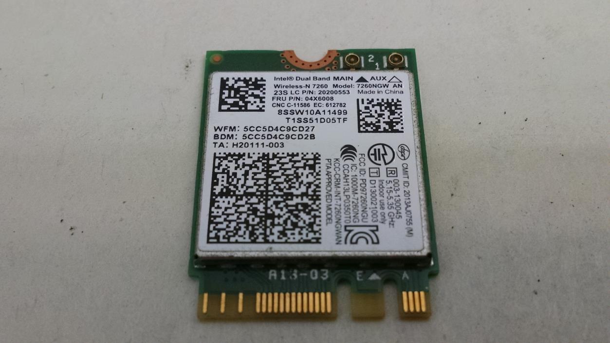 Lot of 20 Intel 7260NGW Intel Dual Band 802.11ac PCI Express  Wireless Card