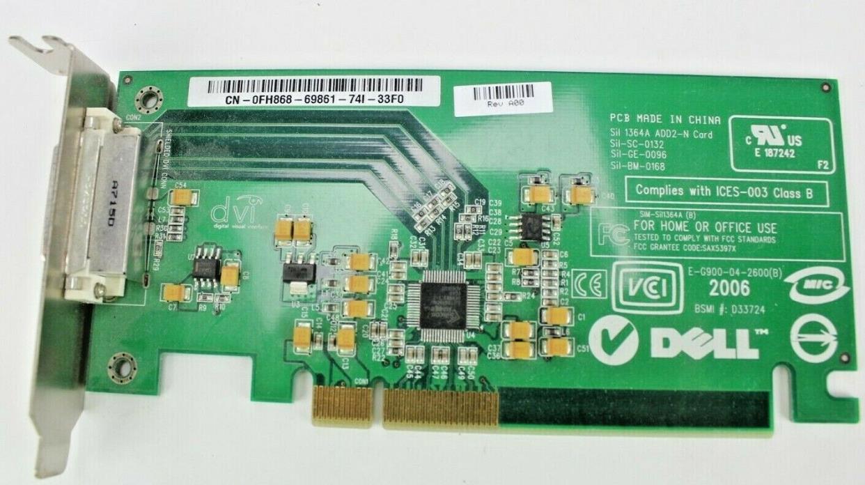 Dell Adapter Card LOW PROFILE DVI VIDEO CARD FH868 X8762
