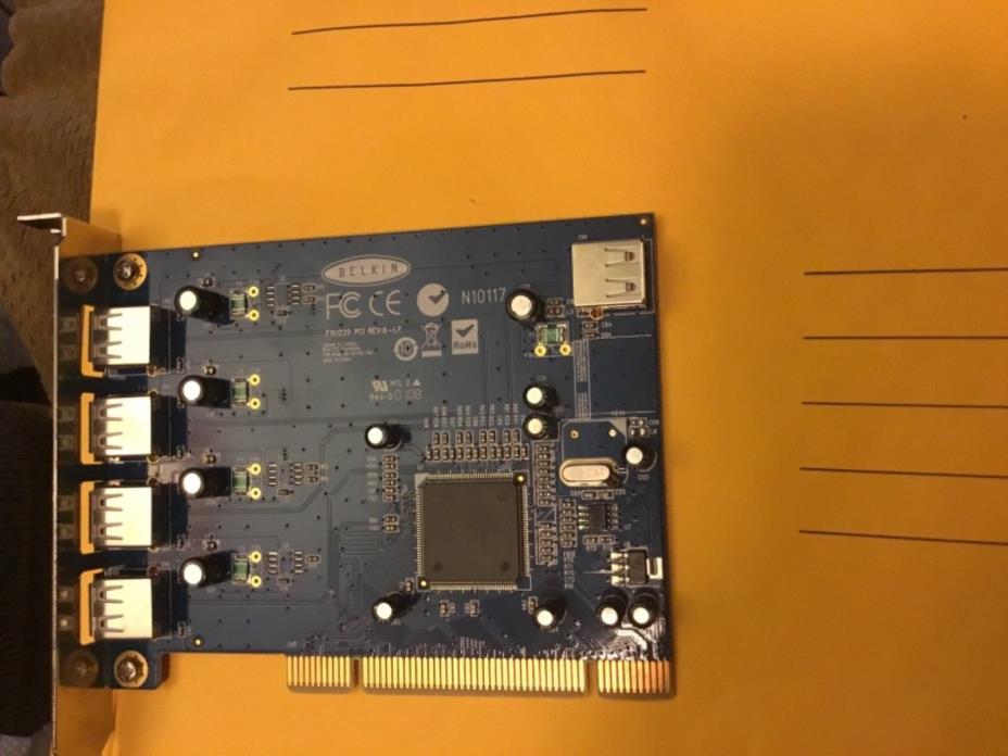 USED Belkin F5U220 5 Port USB 2.0 PCI Expansion Card Tested