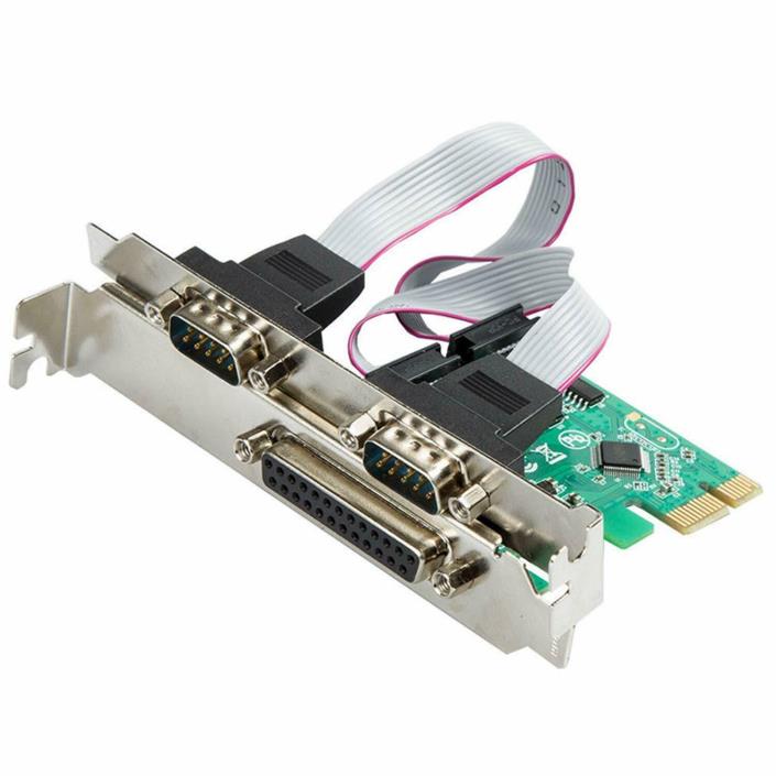 2 Port RS232 Serial Port + 1 DB25 Printer Parallel Port PCI-E PCIe Card adapter