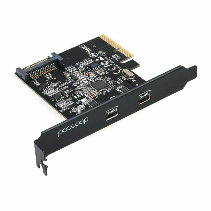 dodocool PCI-Express Card with Dual Type-C Ports 15-Pin Connector SuperSpeed Gen