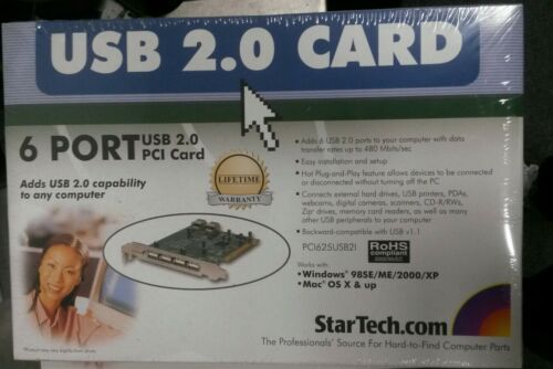 Startech PCI625USB21 6 Port USB 2.0 PCI Card - New Old Stock