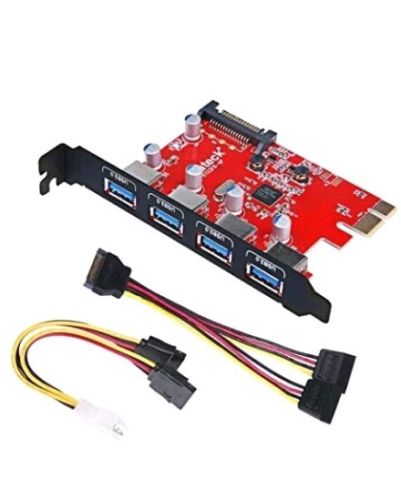 Inateck SuperSpeed 4 Ports PCI-E to USB 3.0 Expansion Card - Interface USB 3....