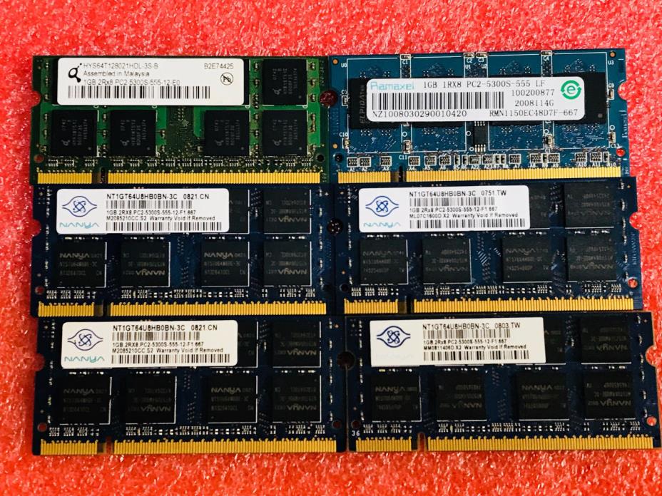 different brand (6 x 1GB) 1GB  PC2-5300s DDR2 Memory RAM