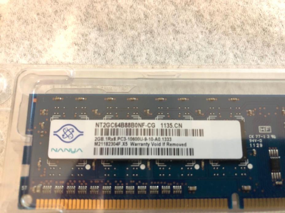 Nanya NT2GC64B88B0NF-CG 2GB Desktop RAM Memory PC3-10600U DDR3 1333MHz