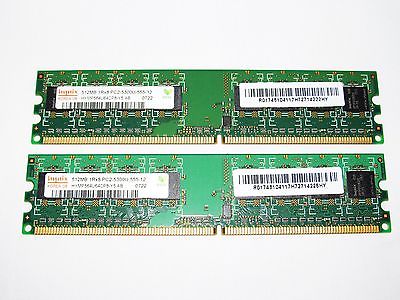 Hynix 1GB RAM (2x 512MB) PC2-5300U-555-12, HYMP564U64CP8-Y5 AB, Works Excellent