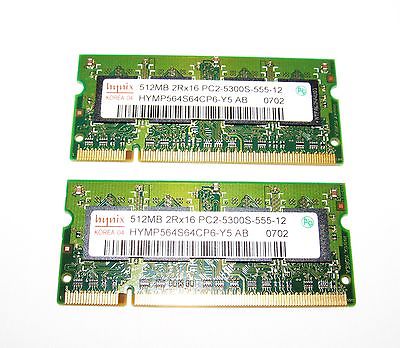 Hynix 1GB (2 x 512MB) PC2-5300S SO-DIMM DDR2 Memory (HYMP564S64CP6-Y5 AB) TESTED