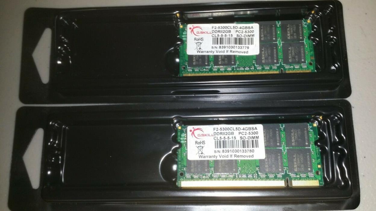 G.Skill 8GB (2x4GB) DDR2 PC2-5300 667MHz Laptop Ram Memory F2-5300CL5D-4GBSA GB