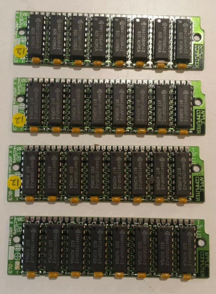 Lot of 4 Vintage 1988 Apple Computer 30 pin 256K RAM SIMM